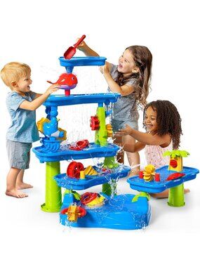 Cozy Water Table for Toddlers 3-5 | Sand & Fishing Game Set | Outdoor Sensory